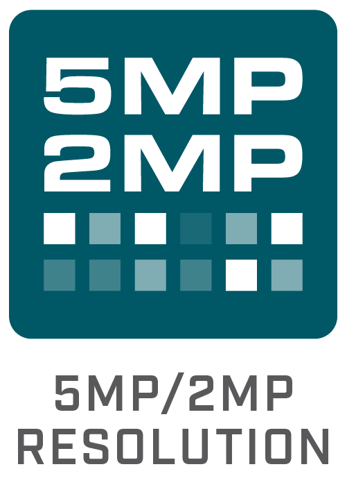 icon with the text 5MP 2MP and many squares to indicate pixel density