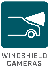 icon showing a camera's field of view pointing out a vehicle's windshield